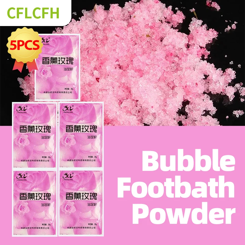 60G * 5 Stuks Bubbelbad Poeder Body Foot Crystal Modder Soak Voet Bad Zout Spa Exfoliatie Scruber Rose Mint Lavendel Huidverzorging