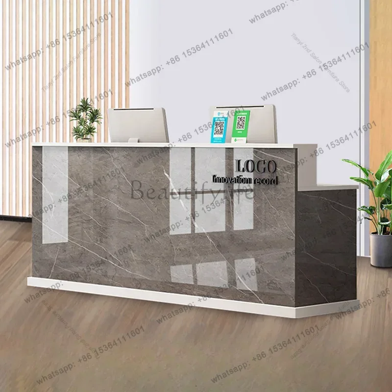 LSNordic Marble Reception Desk Beauty Salon Pulpito Luxury Company Reception Counter Simple Office Furniture Bureau D'accueil FY