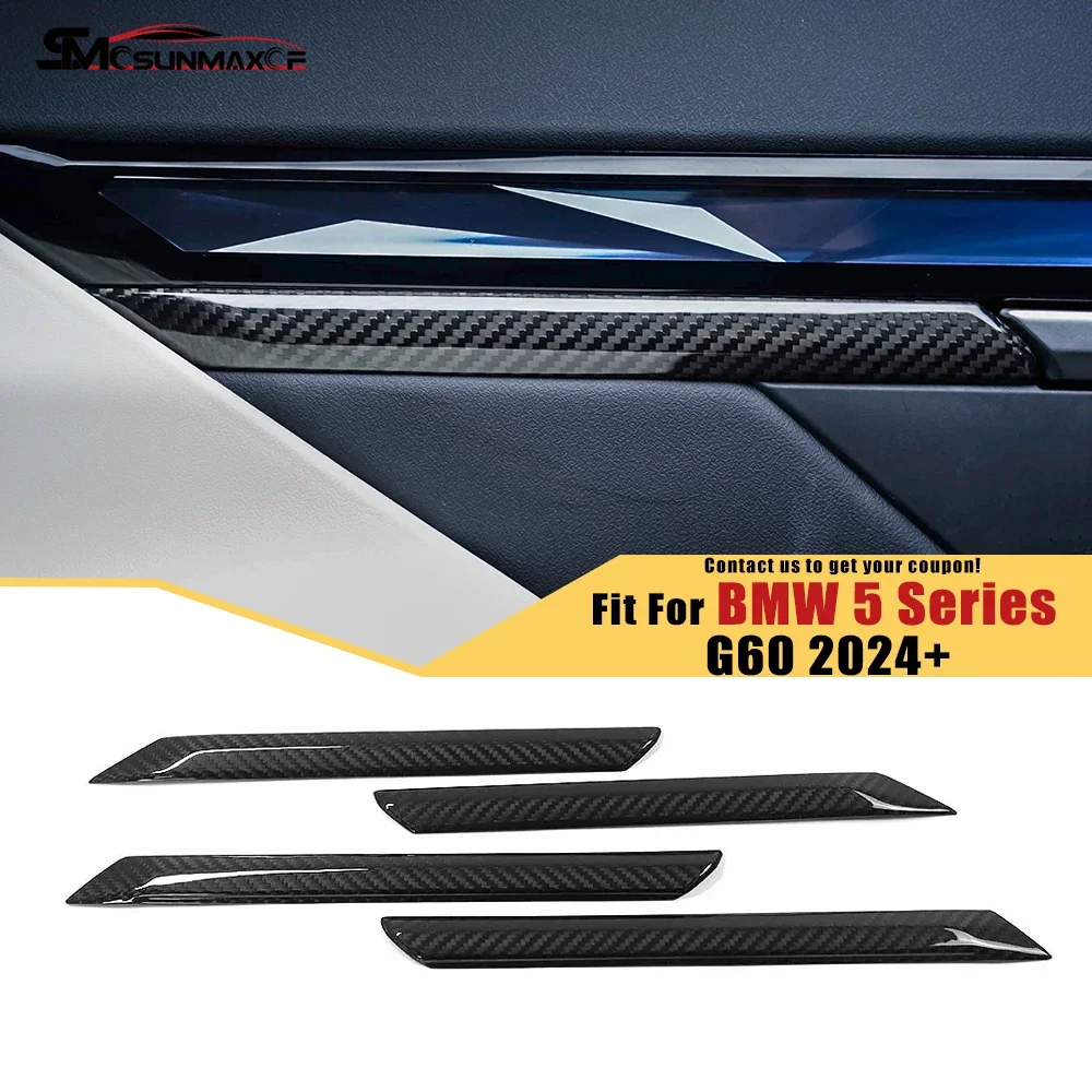 

Real Carbon Fiber Interior Door Panel Strips Cover Decoration Stickers for BMW 5 Series G60 G68 I5 M60 2024