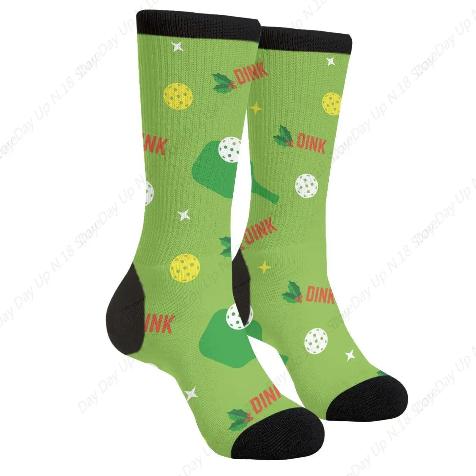 Green Pickle Ball Pickleball Balls Pickleballs Colorido Casual Divertido Funky Novedad Calcetines Para Hombres Mujeres