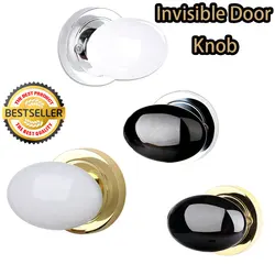 Invisible Door Knobs For Interior Doors Oval Door Furniture Knob Universal For Bedroom Bathroom Door Accessories Black/White
