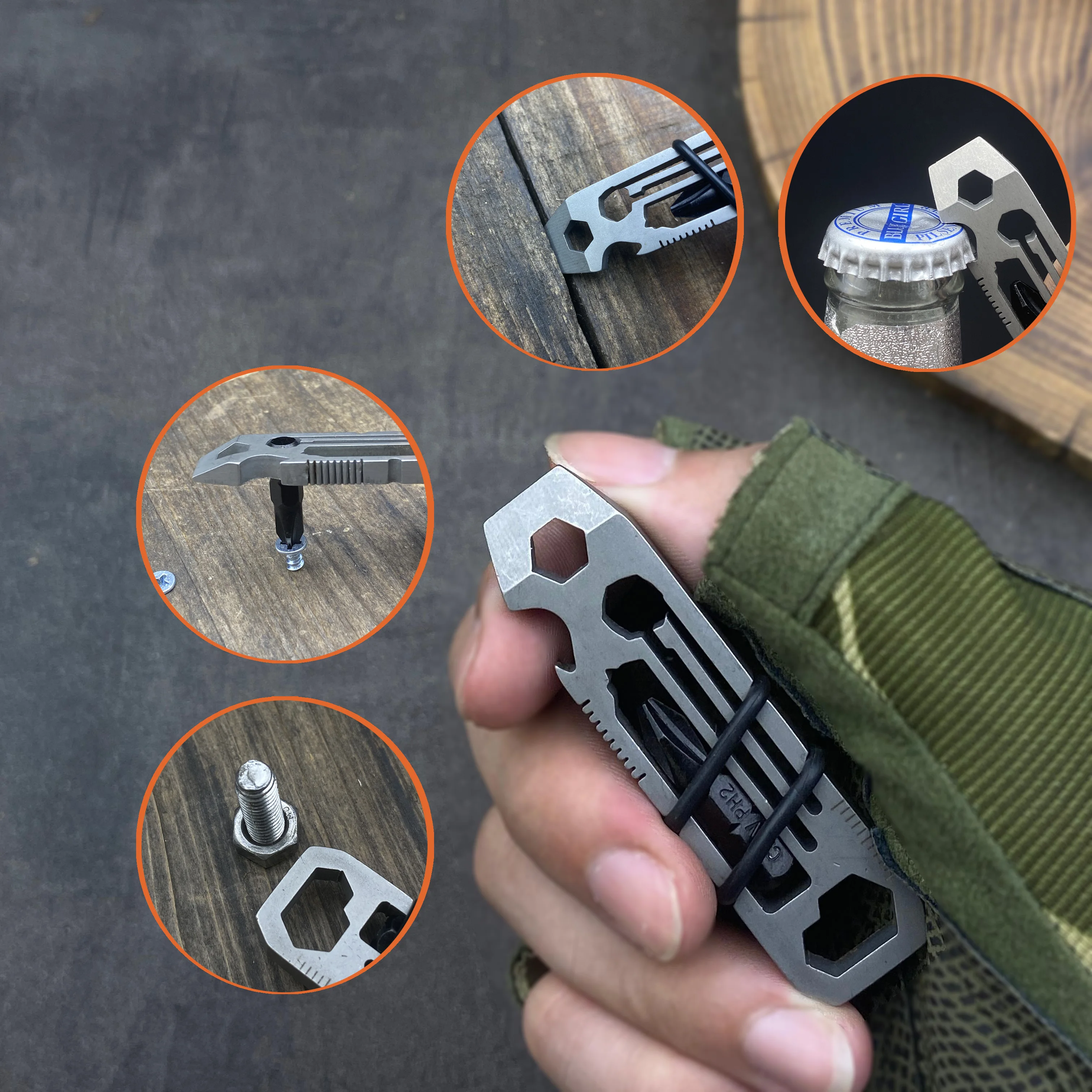 EDC Pocket Survival Tool Camping Screwdriver Bottle opener Wrench Key Chain Outdoor Tools Portable multi-function tool