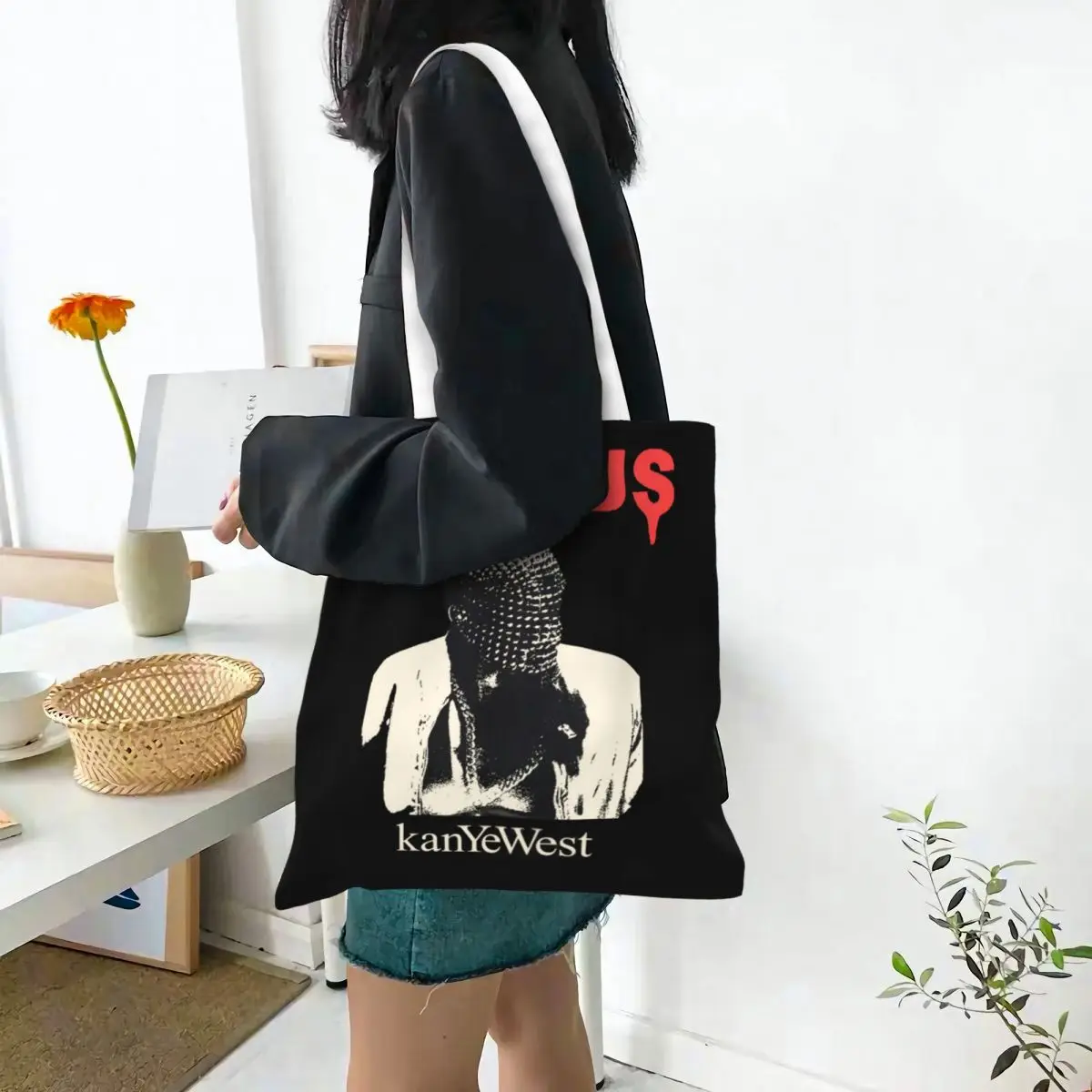 Bolsos de mano Unisex Kanye West Yeezus, bolsa de lona, Hip Hop, Rap, para compras