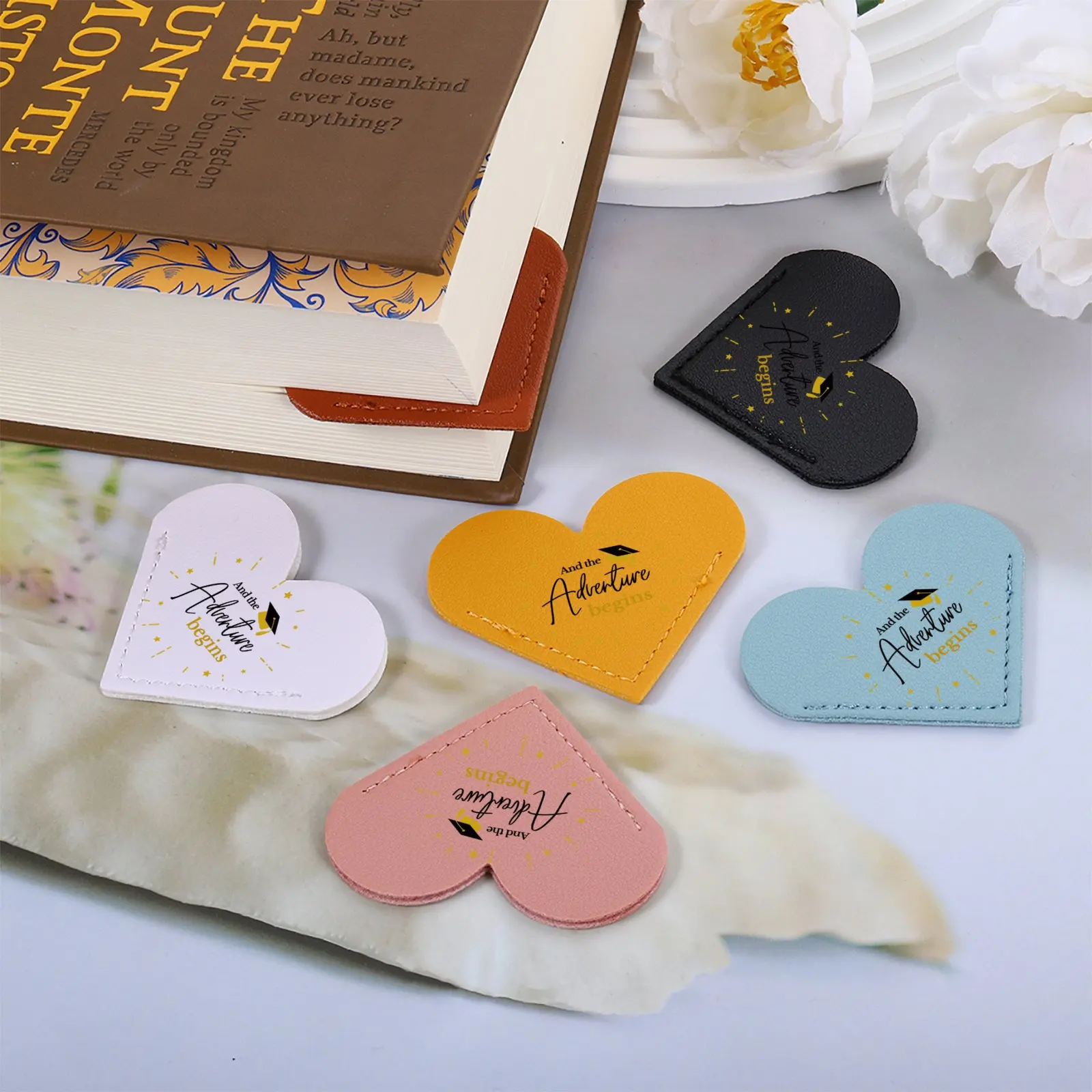 

Personalised Leather Heart Page Corner Bookmark Stationery for Graduates Birthday Graduation Gift Souvenir Book Mark Reader Gift