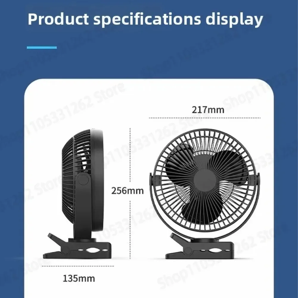 Mini USB Rechargeable Clip Fan Silent Oscillating Desk Fan With Remote Control For Dormitory Bedside Car Desktop Use 10000mAh