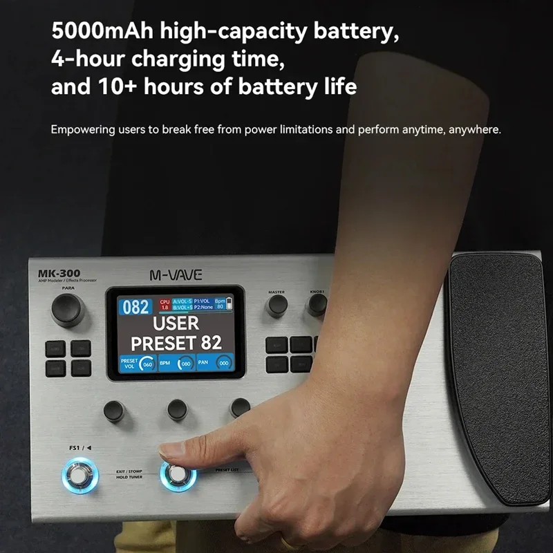 

﻿ Гитарный мультиэффектный процессор MK-300 с экраном 3,5 дюйма, петлером 150 s, аккумулятором 128 А для электрогитары и бас-гитары