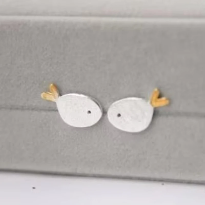 

Real 925 Sterling Silver Small fish Earrings for Women Girls Gift Hot Fashion sterling-silver-jewelry Women Earrings