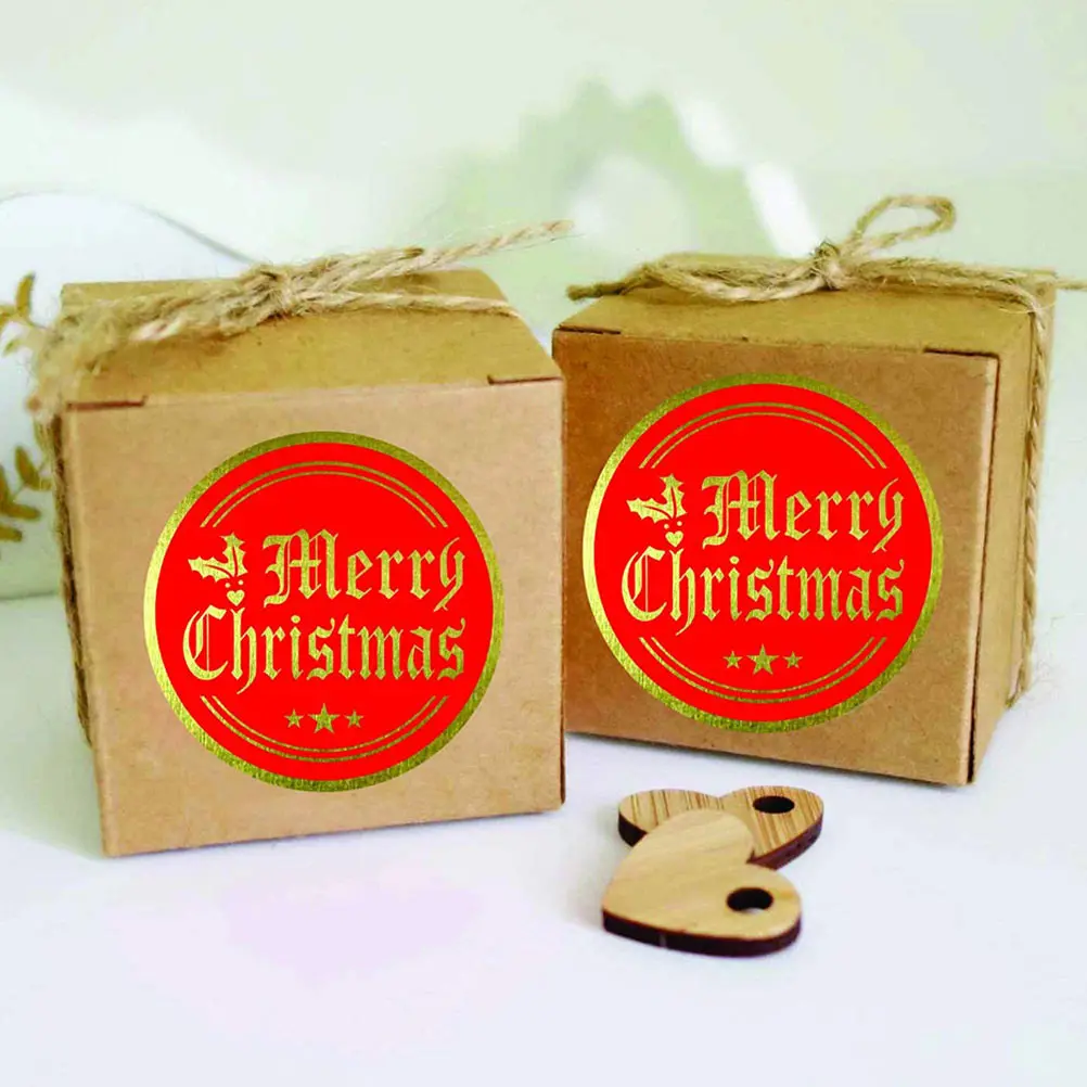 

2 Rolls Sticker Hot Stamping Christmas Decor Kraft Paper Self Adhesive Stickers