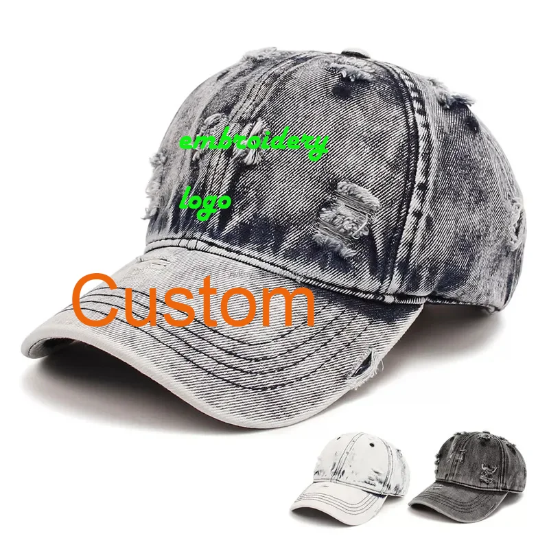 

50PCS/lot men sports hat Custom logo Women Unisex Trucker hat baseball cap Embroidery denim dad hat gorros casquette