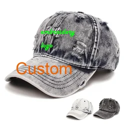 50PCS/lot men sports hat Custom logo Women Unisex Trucker hat baseball cap Embroidery denim dad hat  gorros casquette