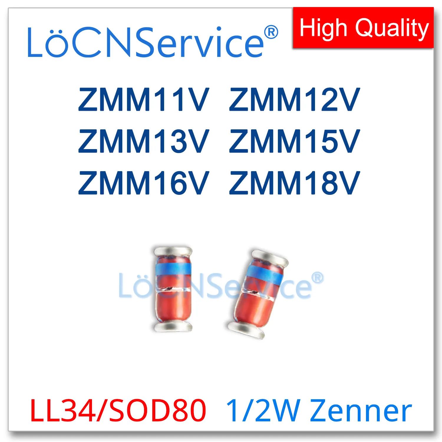 

LoCNService 2500PCS LL34 ZMM11V 11V ZMM12V 12V ZMM13V 13V ZMM15V 15V ZMM16V 16V ZMM18V 18V 1/2W Zener Diode High quality