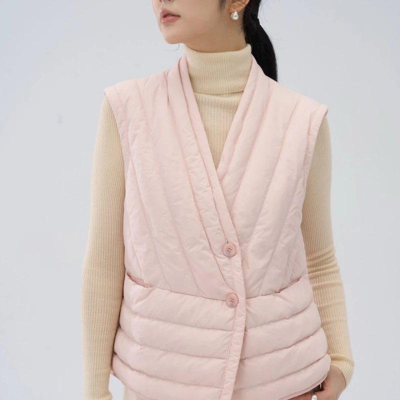 Herfst Winter Korte Dons Katoenen Vest Vrouwen 2025New Mode Losse Casual Katoenen Dierenarts V-hals Warm Houden Liner Bovenkleding Vrouwelijke