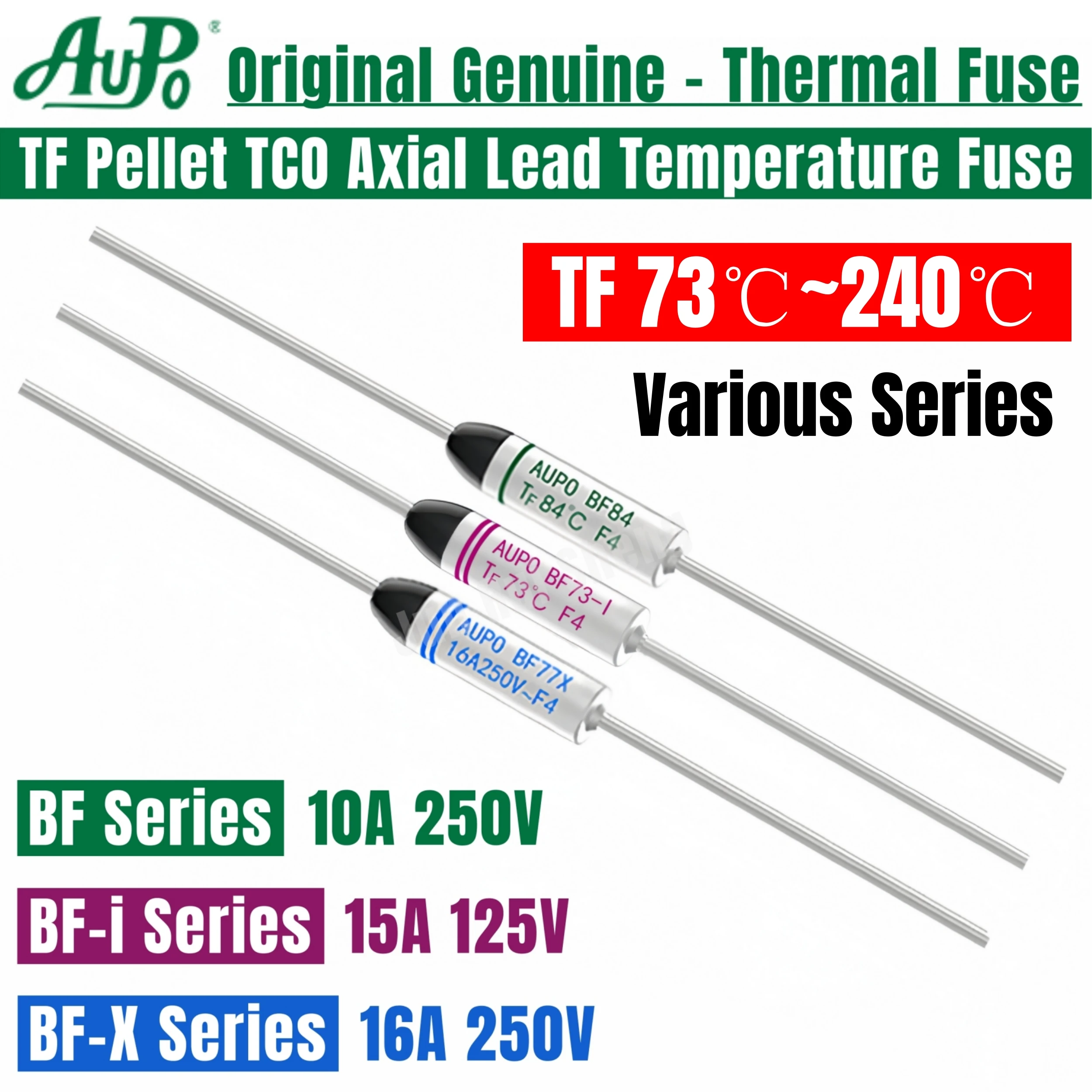 10PCS Temperature Fuse 10A 16A 15A Thermal Fusing TF 73 77 84 94 99 104 113 117 121 133 142 157 172 184 192 216 229 240 C Degree
