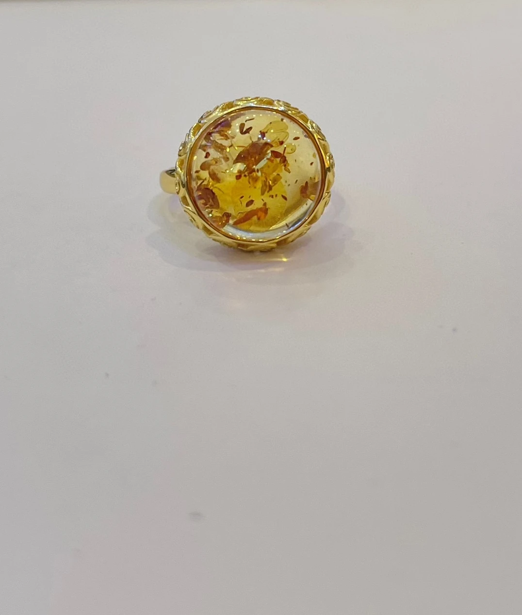 

Certificate 925 silver Natural Baltic Flower Amber Ring Genuine Cabochon Unisex Gold Chunky Band Rare Gemstone Women Men Jewelry