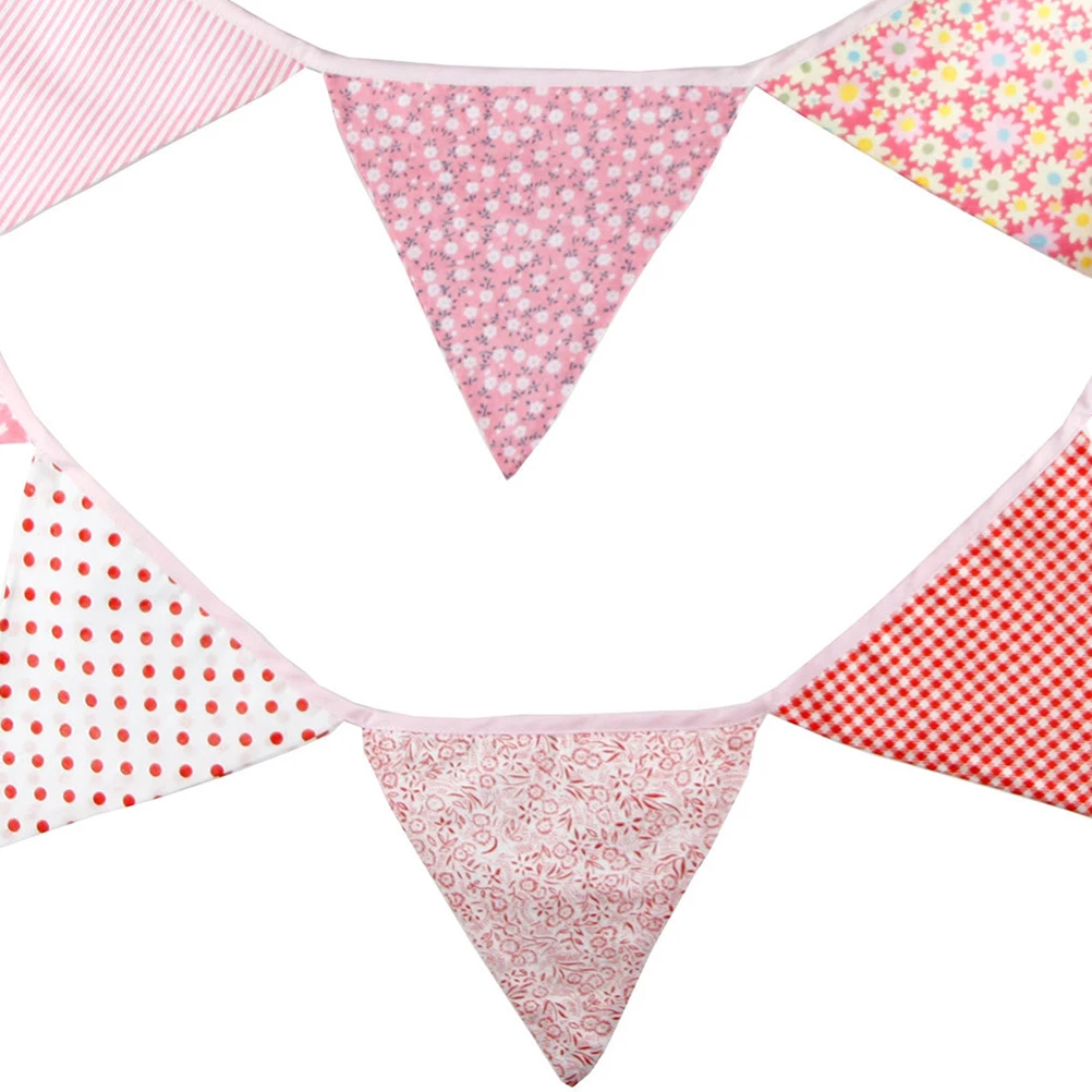 

Printed Cotton Cloth Colored Flag Pennant Banner Flower Garlands Birthday Bunting Hanging Decoration