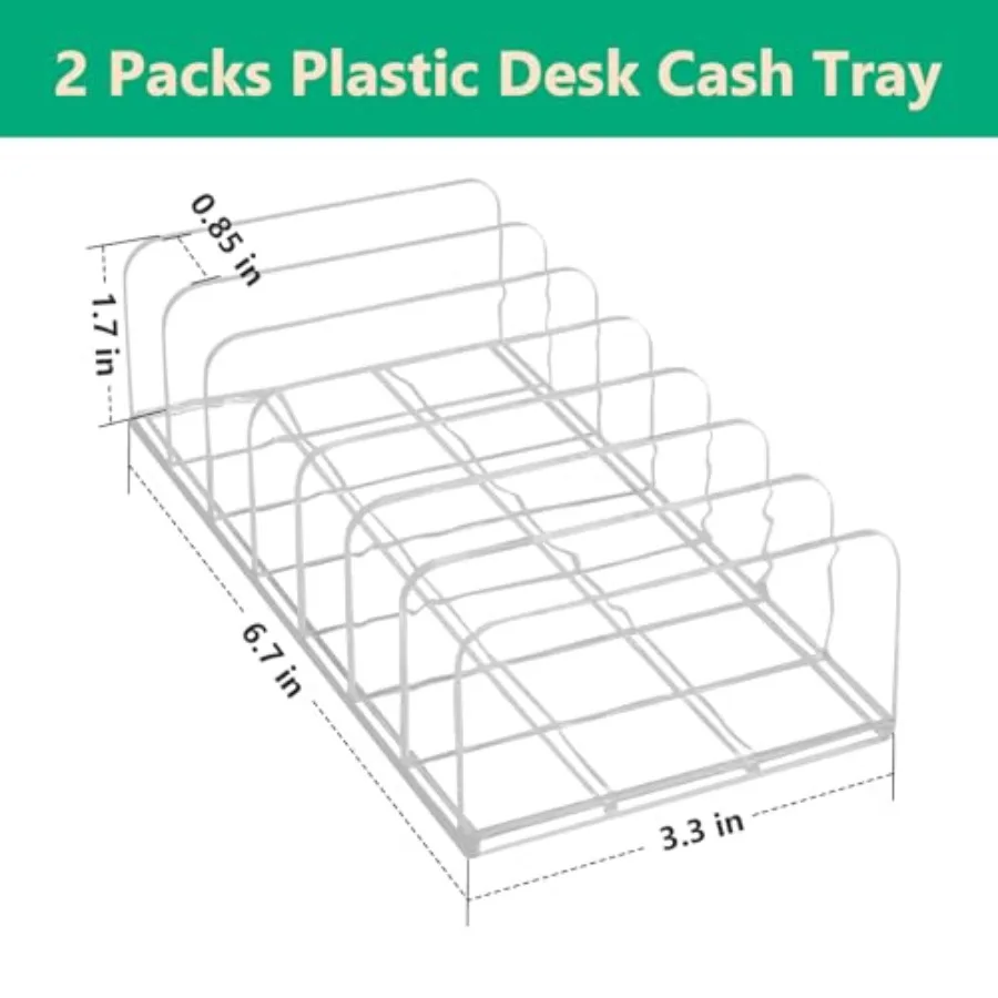 2 Packs Acrylic Mail Organizer Plastic Desk Cash Tray, 7 Section Divided Vanity Organize Holder Vertical Letter Sorter for Desk