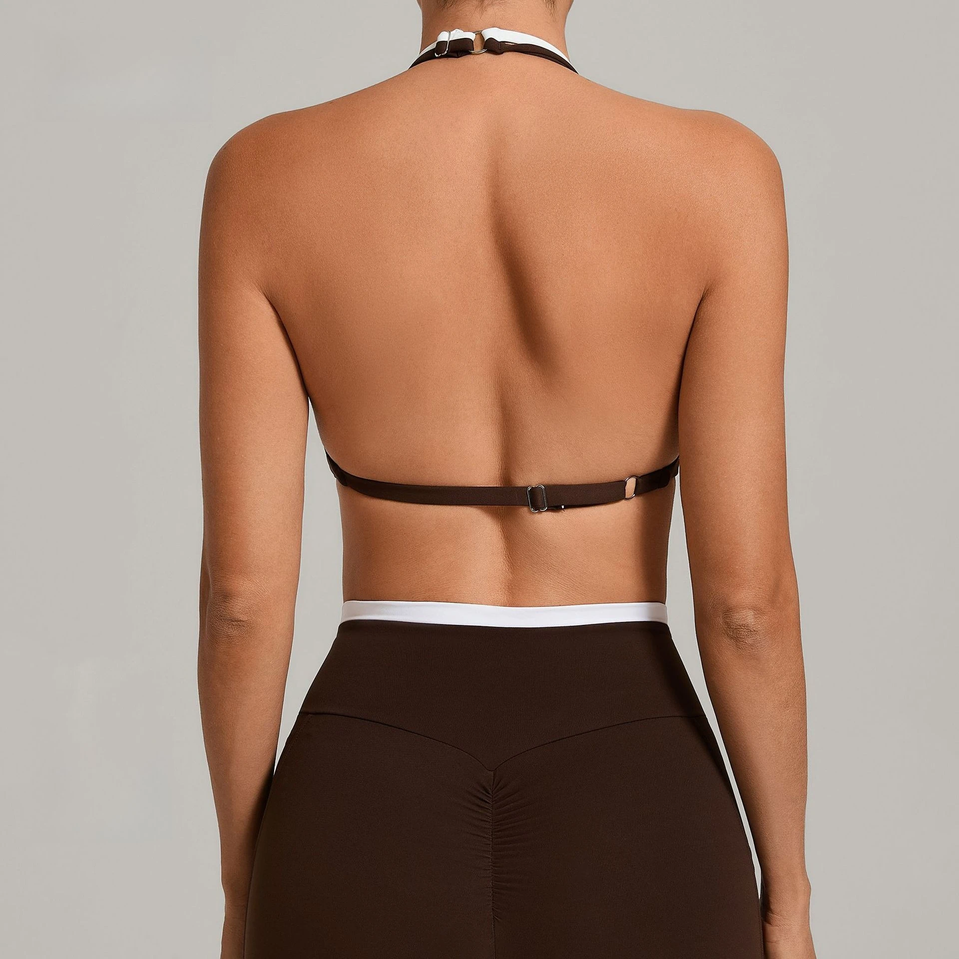 Patchwork Fake Two-piece Fitness Active Bra Women Sportswear Sexy Backless Sports Bra Ladies Gym Yoga Top with Cups Running Bras