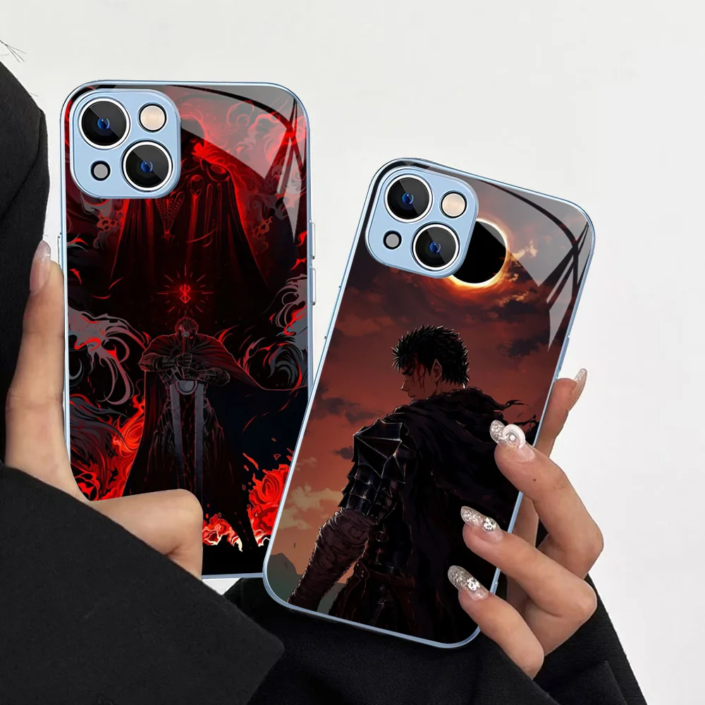 Custodia per telefono Anime B-Berserk G-Guts per IPhone 14 13 12 Mini 11 Pro XS Max X XR 14 Plus Cover in vetro temperato