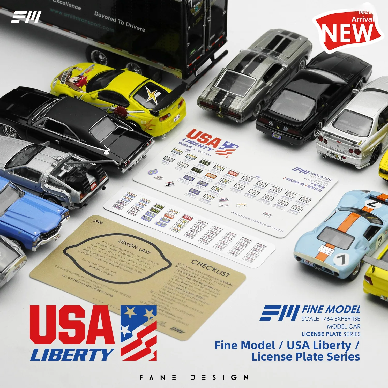 Placa de Matrícula Metálica FM Modelo Panmi :64 para Accesorios de Modelos de Coches, Estilo California, Coleccionable, para...