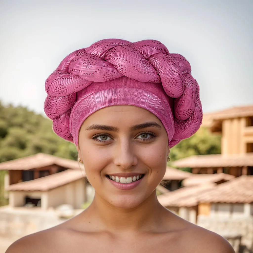 Donne per abiti africani accessori per copricapo da festa tessuto abbronzante fasce da donna trecce elastiche Bandana con fasciatura alla moda