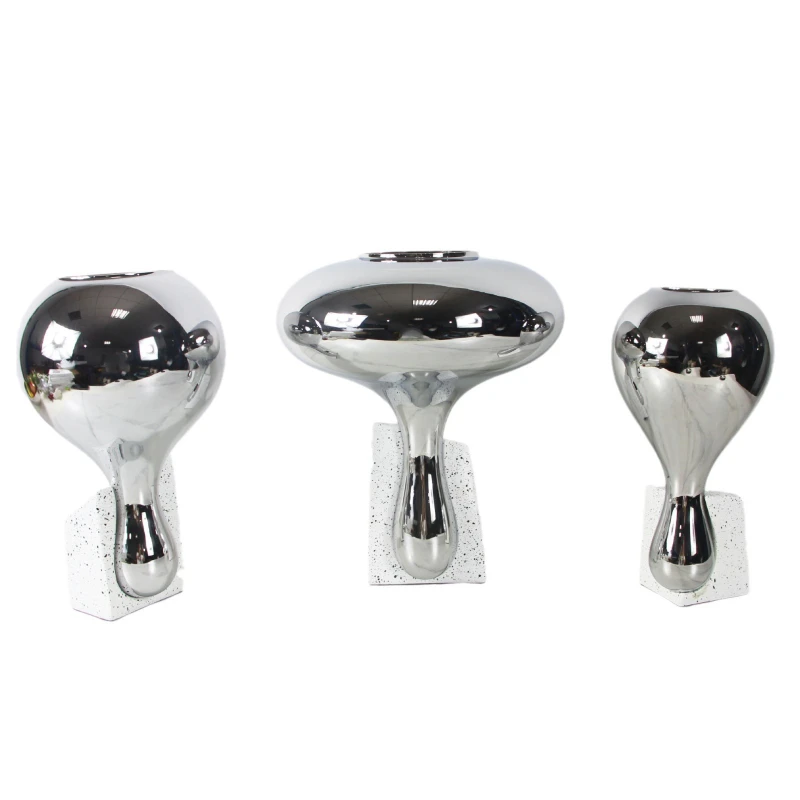 

Modern simple European silver water drop glass flower vase ornament