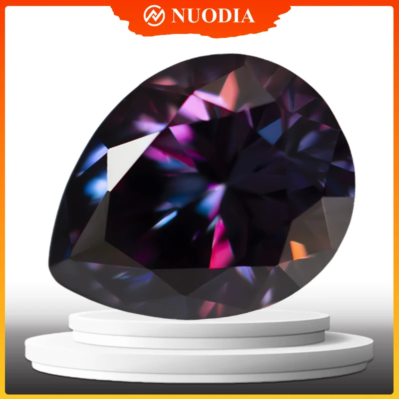

Nuodia Jewelry Moissanite Loose Stone Royal Purple Color Pear Cut 1.0-5.0ct Pass Diamond Tester for Moissanite Jewelry Making