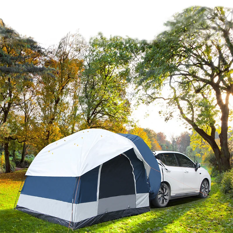 For #3-4 Person Inflatable Outdoor Metal Folding Awning Rear Garage Camping Top Car Roof Tent