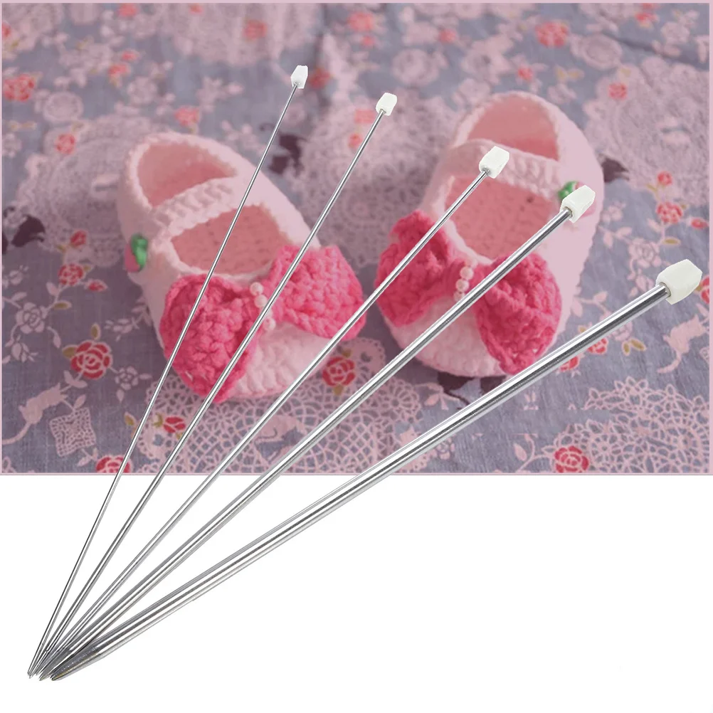 

11Pairs Knitting Needles Set 36Cm Length 2.0-8.0mm Metric Sizes Marked Stainless Steel Smooth Crochet Weaving Tools Silver