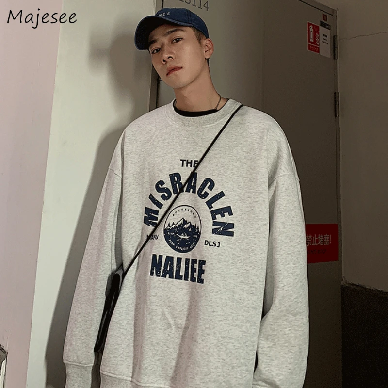 

Baggy Sweatshirts Men Vintage Cool Print Design Handsome Teens Hip-hop Casual Streetwear All-match Personality Korean Fashion