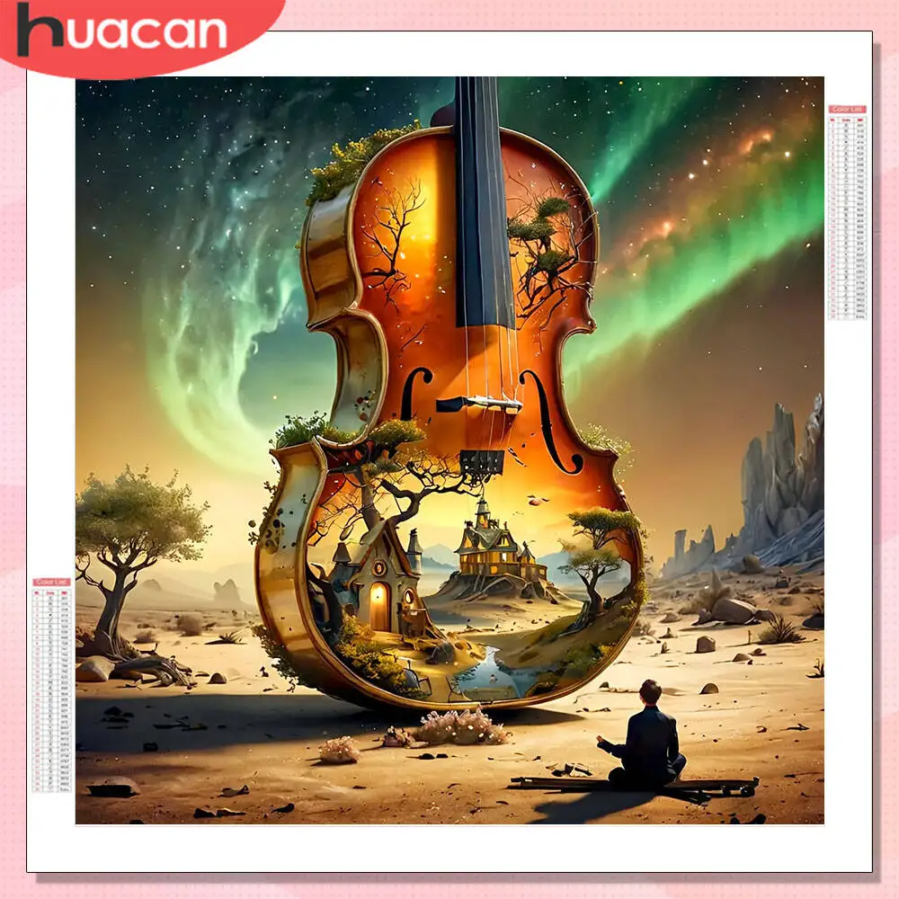 HUACAN 5D Diy Diamant Malerei Aurora Violine voller Bohrer Diamant Mosaik Winter Landschaft Wand Dekor