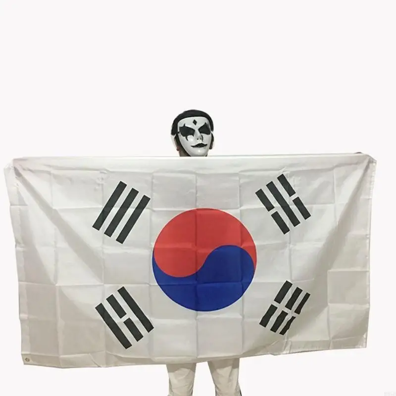 Flag coréen 5ft x 3ft tissu polyester doux pour décorations intérieures extérieures B95B