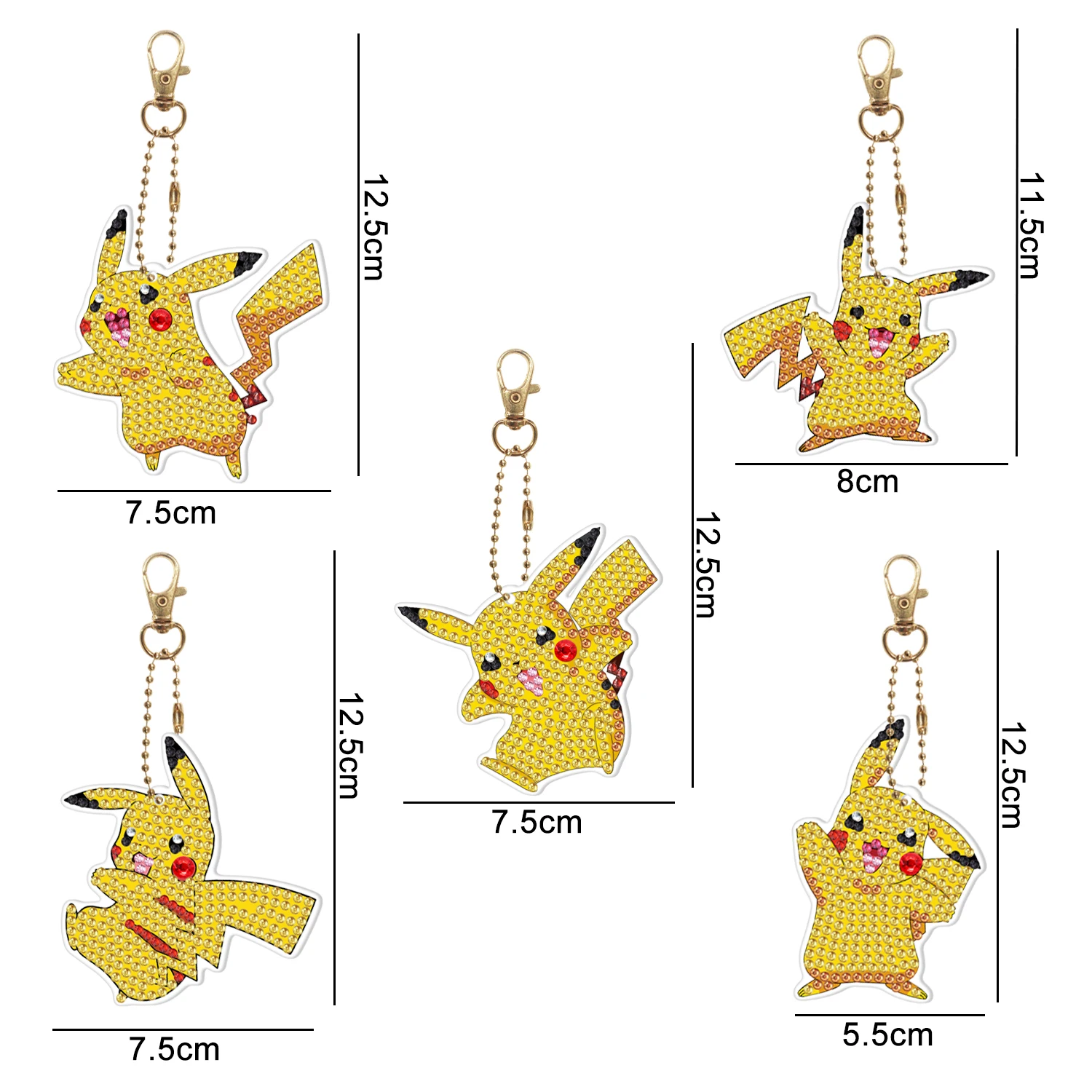 Brelok do kluczy 5D Diamond Set, DIY mozaika haftowana Disney Pikachu Diamond Art, portfel dla dorosłych i dzieci, torebka dekoracyjna prezent