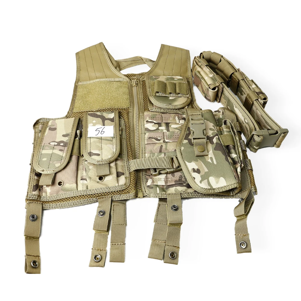 Tactical Hunting Vest Adjustable Molle Tactical Vest Airsoft CP Camo Ultra Light Outdoor Mesh Breathable Chest Rig for Wargame