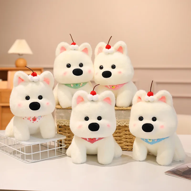 

25cm Fluffy Bib West Highland White Terrier Plushie Soft Puppy Plush Toy Stuffed Baby Appease Sleep Doll Birthday Gifts Kids