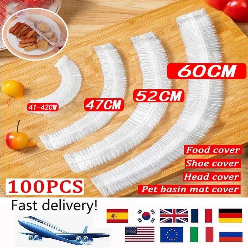 Transparent Disposable Food Covers Bags Plastic Fresh-keeping Saran Warp Food Cover Elastic Shoe Cover Shower Headgear Wholesale