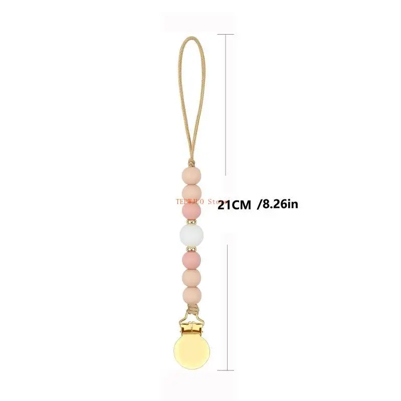 U50F 1 szt. Łańcuszek do smoczka dla niemowląt Smoczek Zaciski do smoczka Koraliki silikonowe Łańcuszki do smoczka