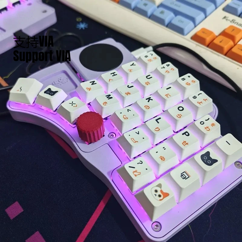Dilemma 4X6 Circular Touchpad Split Keyboard Kit Customized Hot Swappable Knob Wired RGB Gaming Keyboard Supports Ergonomic VIA
