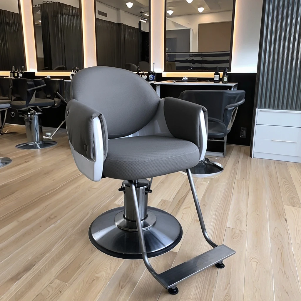 kr-Modern Barbershop Furniture Small Rotation Styling Shaving Chair Luxury Round Base Adjustable Hair Barber Chair for Men！