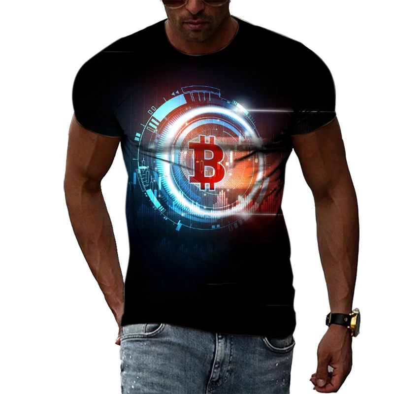 Summer Fashion Hot Sell Bitcoin graphic t shirts For Men Casual Personality Trendly 3D Print harajuku style short sleeve t-shirt