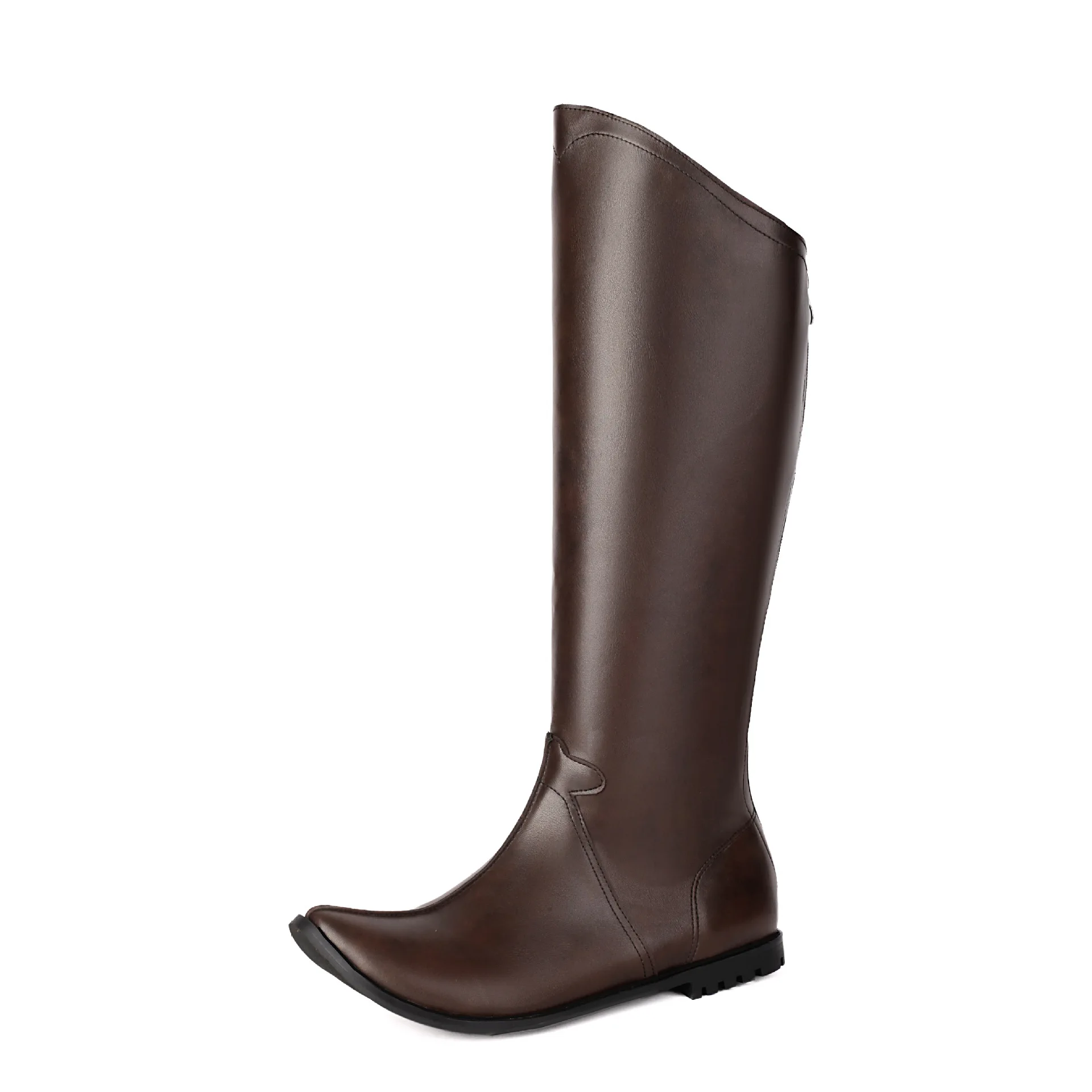 Vintage Renaissance Spitze Kniehohe Stiefel für Damen, Schwarz, mit Reißverschluss Hinten, Kniehohe Piratenstiefel, Elfen-Halloween PU-Leder Hohe Schuhe – Detail 3