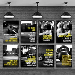 Modern Sports Art Posters and Prints Wall Canvas Barbell Motivating Quote Decorative Painting for Gym Room Fitness Decor Cuadros