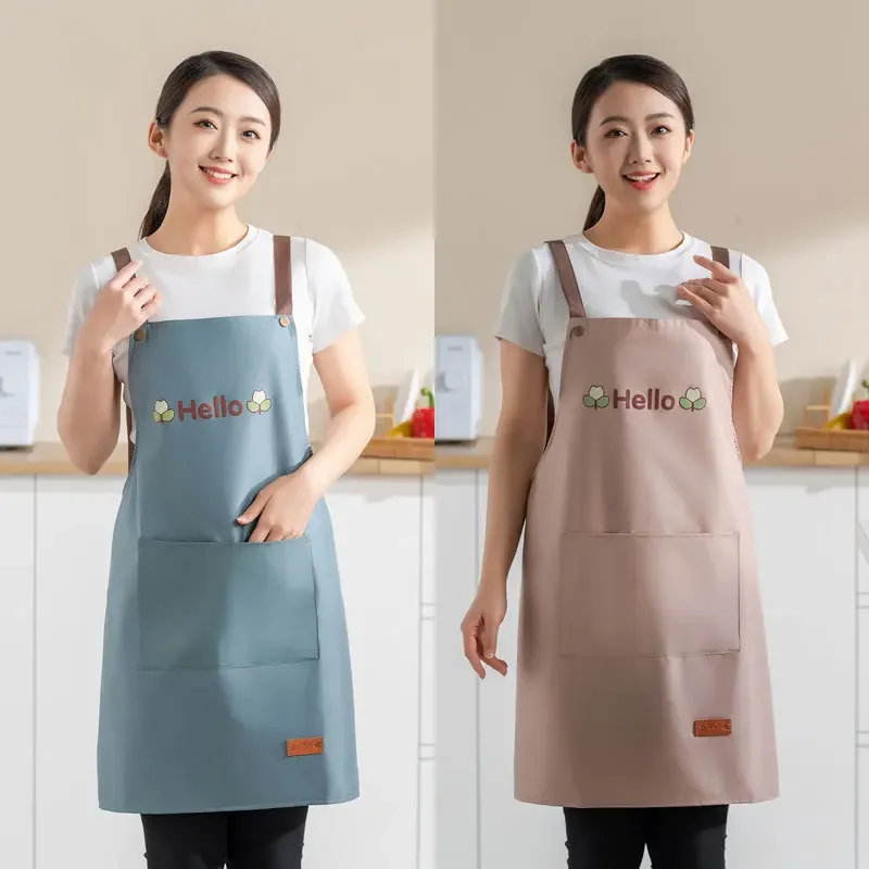 Waterproof Oil Proof Kitchen Apron Oversized Thin Large Pockets Adjustable Straps Restaurant Cooking Protective Gear