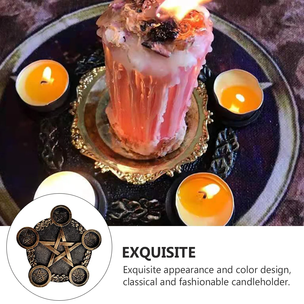 

1pc Pentacle Star Candleholder Creative Desktop Decor Religious Sacrifice Prop Stand Modeling Container