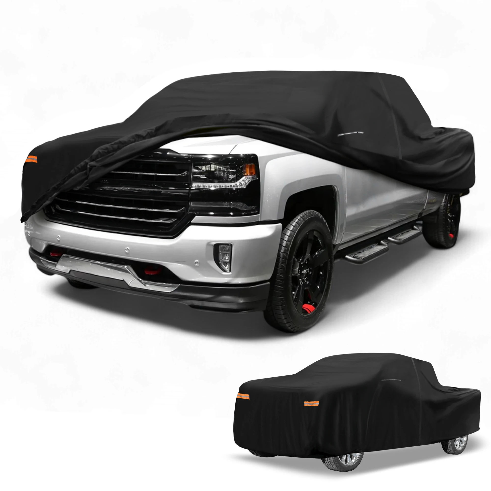 UXCELL Car Cover Waterproof All Weather Outdoor Anti-UV Full Exterior Cover for Chevy Silverado 210D-PU with Reflective Strips