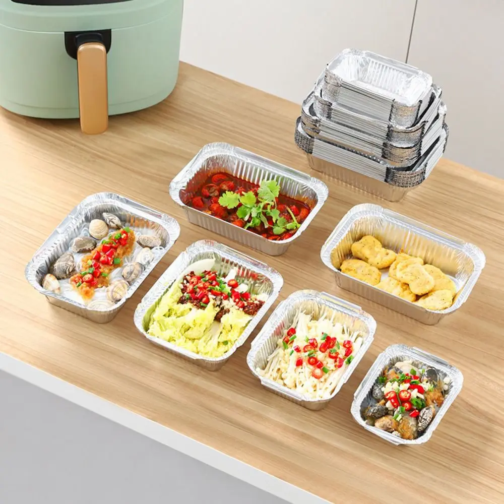 50Pcs High-temperature Resistance Cake Baking Foil Box 230-700ML Non-stick Aluminum Foil Paper Liner Waterproof Stackable
