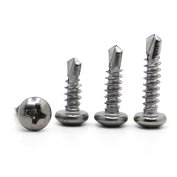 20pcs M4.2 M4.8 * 13-70mm 410 Stainless Steel Phillips Pan Head Drilling Screws Self Tapping Screw
