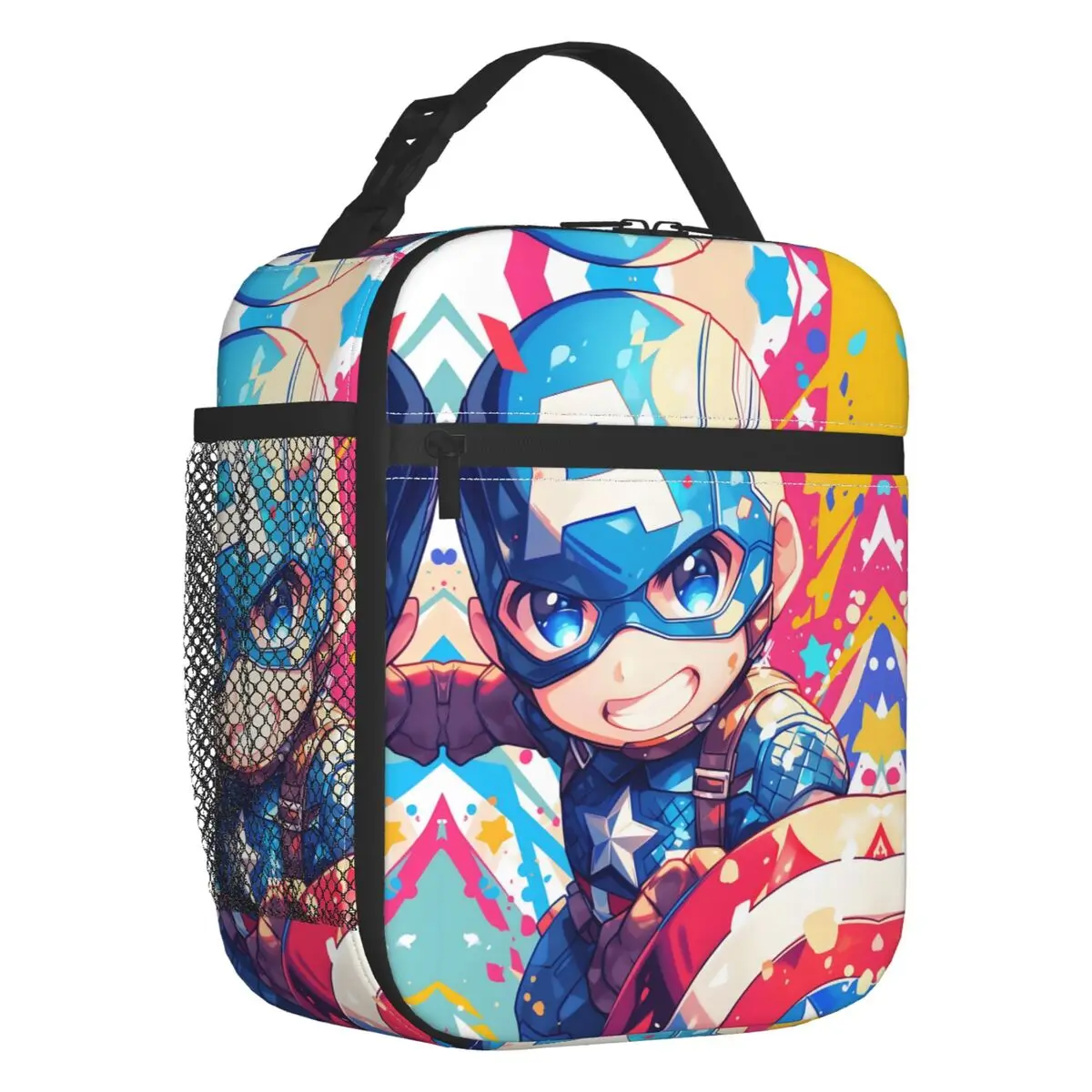 Custom Captain America Lunch Bag Warm Cooler Classical Film Colorful Graffiti Insulated Lunch Boxes for Office