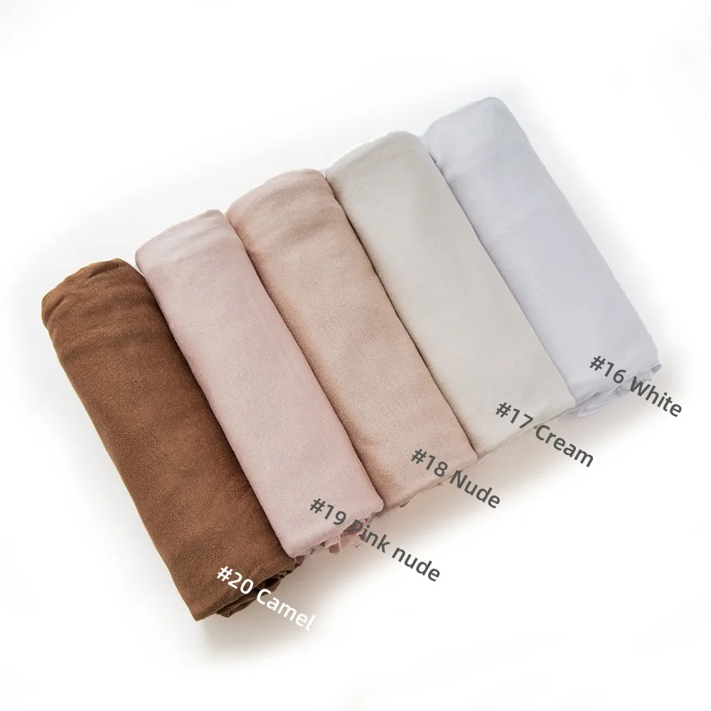 29 farben Günstige Jersey Hijab Schal Solide Muslimischen Lange Schals Turban Schal Elastische Baumwolle Arabischen Kopftuch Kopf Wraps Saudi Hijabs – Detail 4