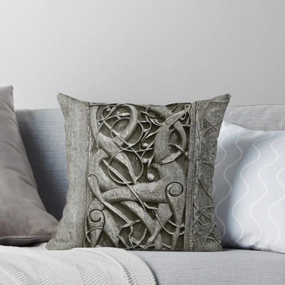 Viking Age typical animal-ornamentation, the so called Urnes style of animal-art. Urnes Stave Church (Norwegian: Ur Throw Pillow