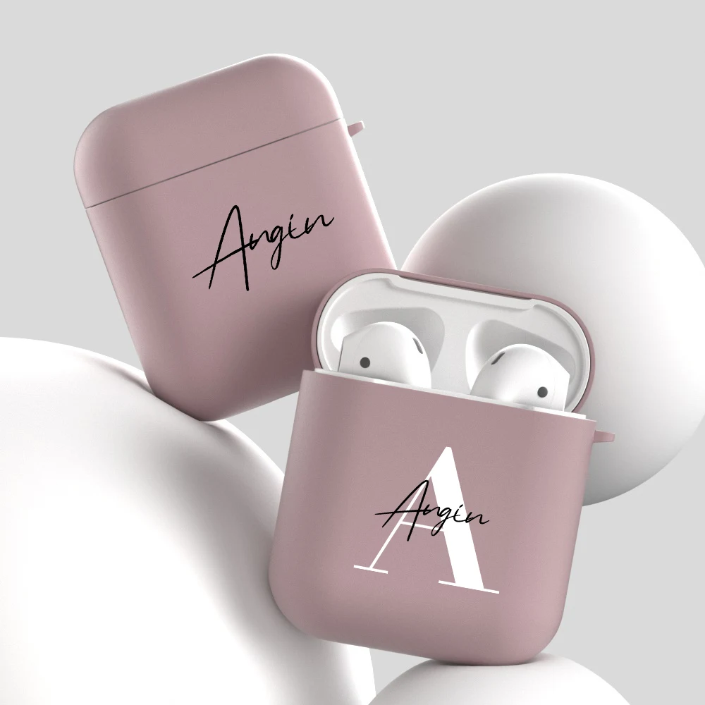 Étui pour écouteurs en silicone souple avec texte personnalisé pour AirPods, coque mignonne, cœur d\'amour, nom personnalisé, 1, 2, 3, Pro 2